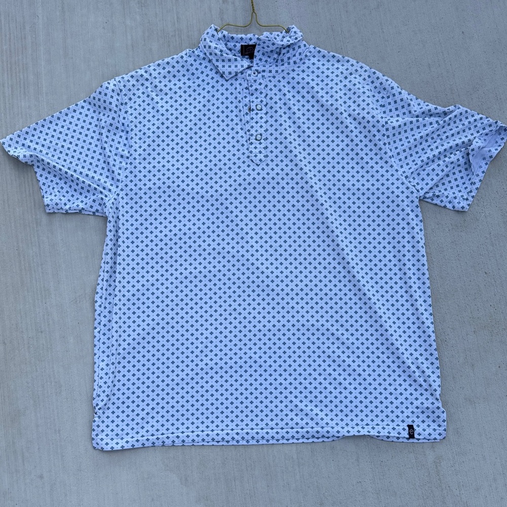Classic White and Blue Pattern Polo Shirt